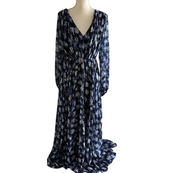 ML Monique Lhuillier Floral Chiffon Dress Gown Size 6 - Picture 3 of 5